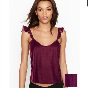 ||VICTORIA SECRET PURPLE POLYESTER RUFFLE CAMI||
